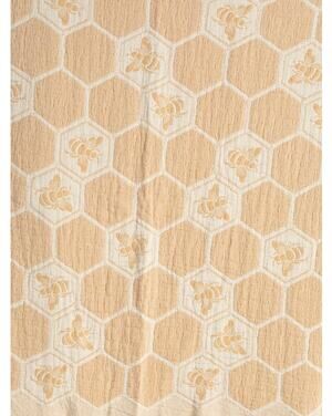 Gold Bumblebee Honeycomb Throw Blanket 50x70 Cotton Made in Portugal NEW